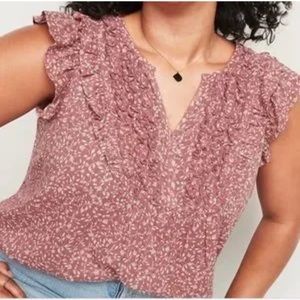 Old Navy | Ruffle short sleeve rayon blend loose fit blouse size large